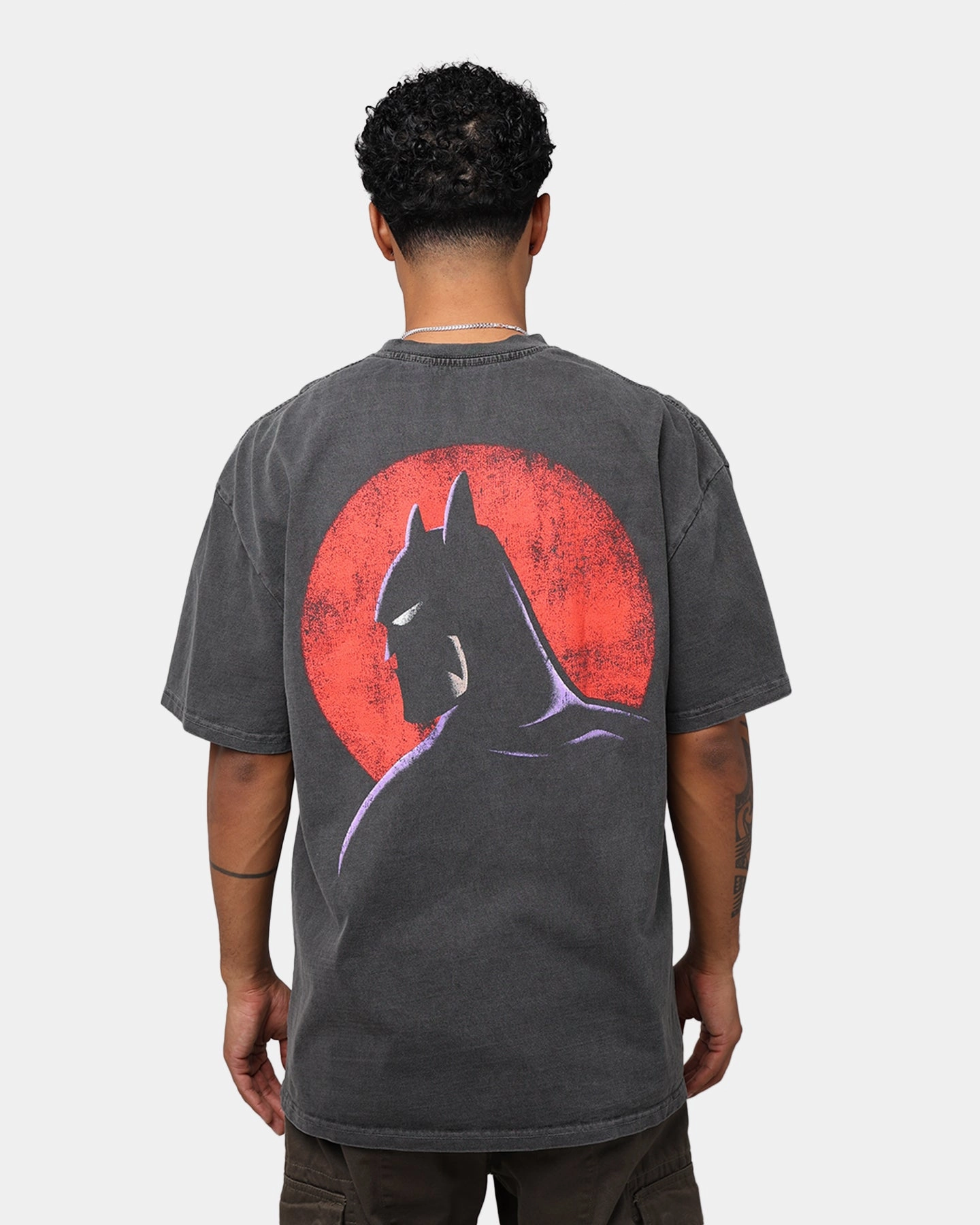 American Thrift X DC Batman The Animated Series Heavyweight Vintage T-Shirt Washed Black DoubleLayeredCollar Moisture wicking
