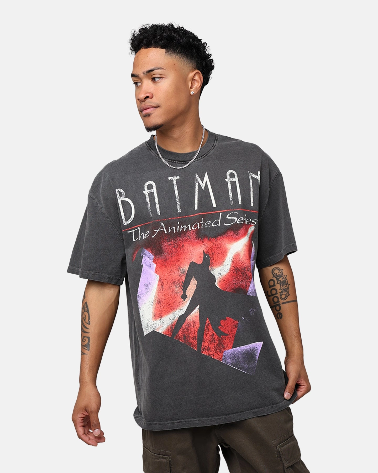 American Thrift X DC Batman The Animated Series Heavyweight Vintage T-Shirt Washed Black Outdoor Leisure Look