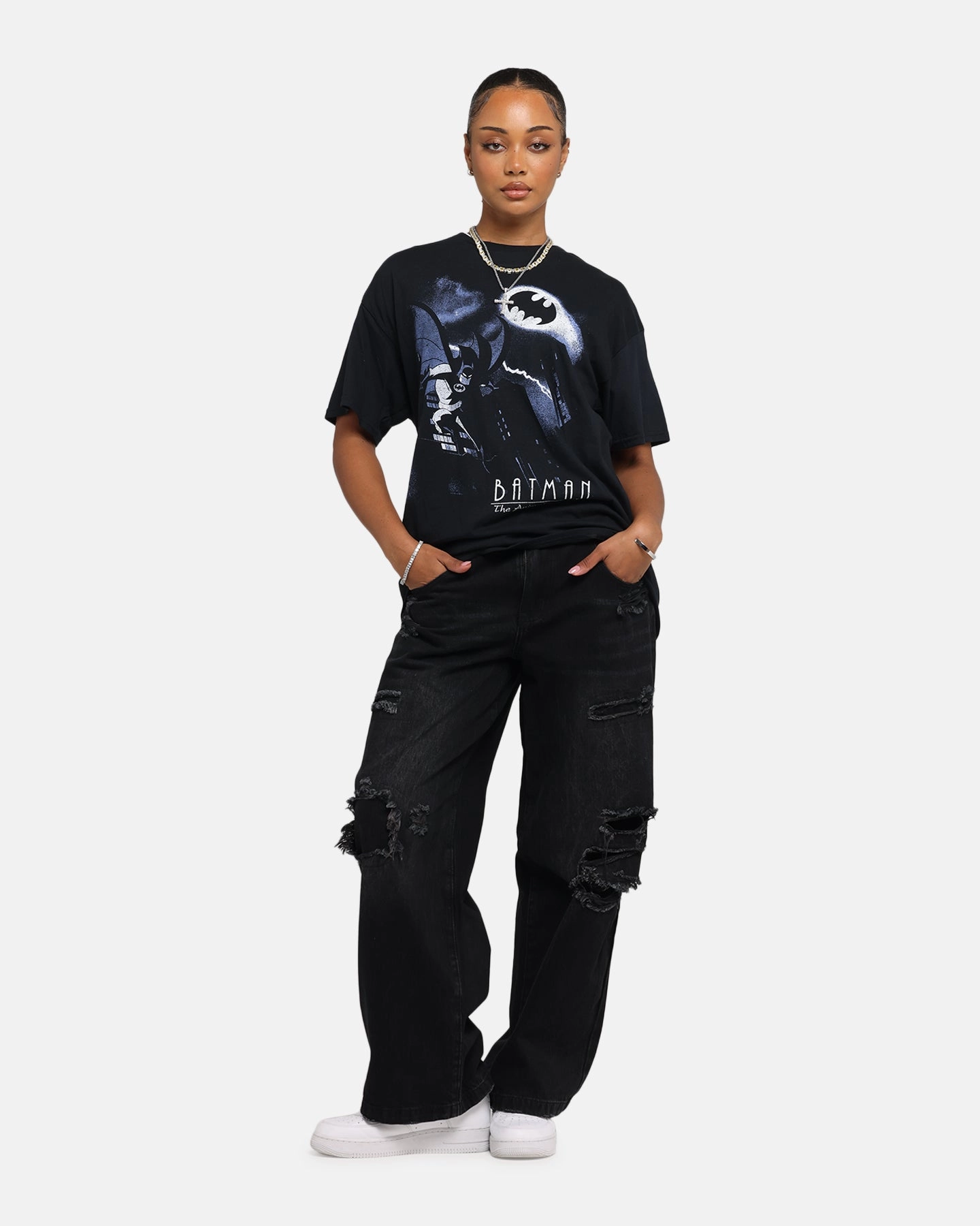 American Thrift X DC Batman The Animated Series T-Shirt Black Quick Drying Cozy Feel