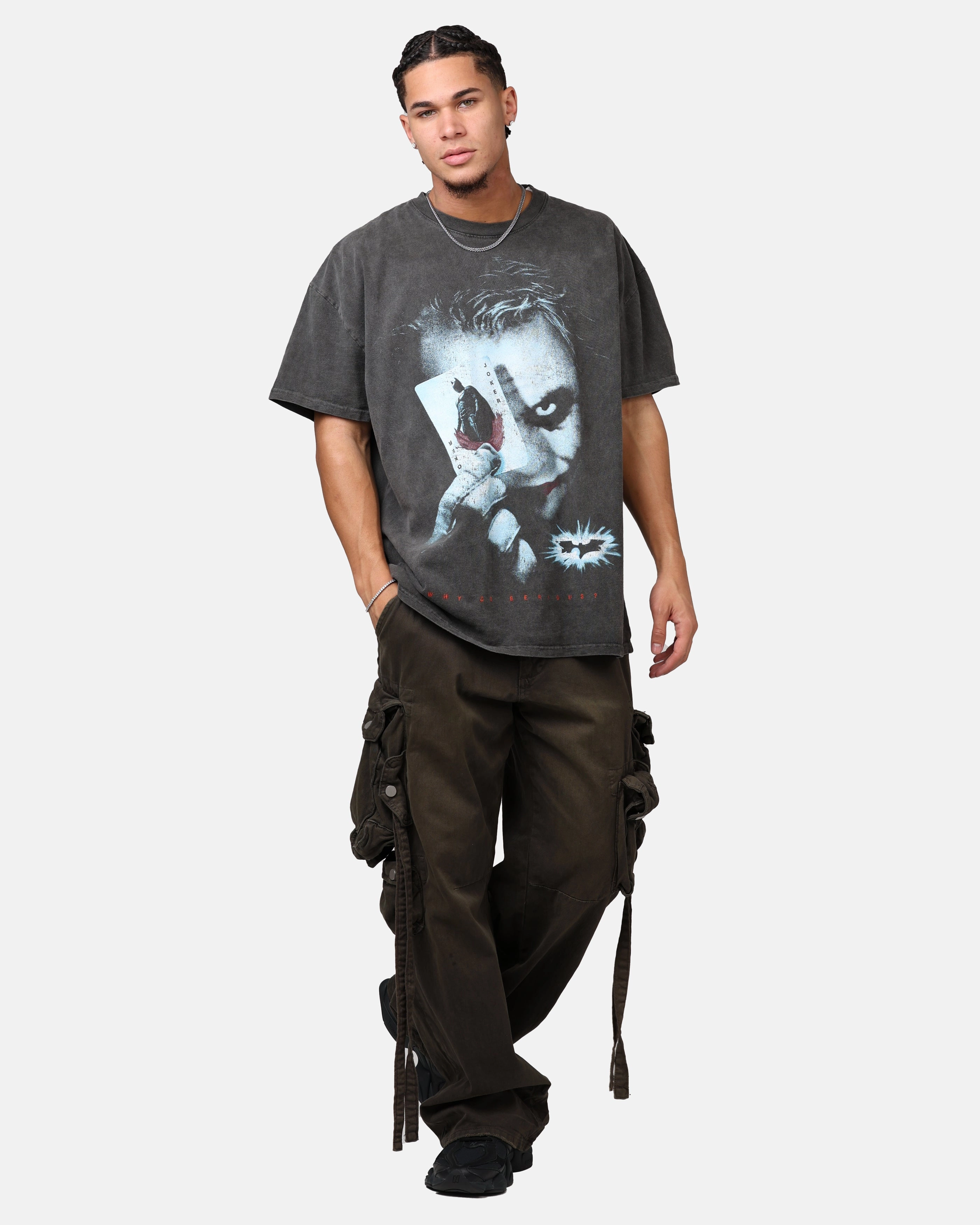 American Thrift X DC Batman The Dark Knight '08 Heavyweight T-Shirt Black Wash Gym workout