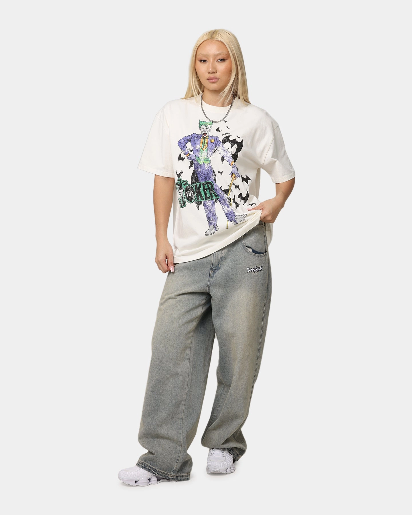 American Thrift X DC Batman The Joker Cane Heavy T-Shirt Off White Chic Smart