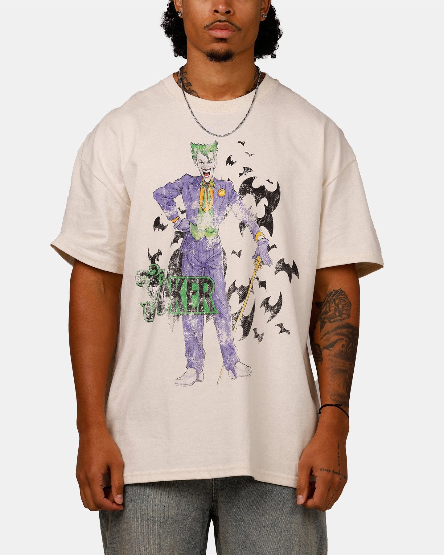 American Thrift X DC Batman The Joker Cane Heavyweight T-Shirt Off White Value for Money