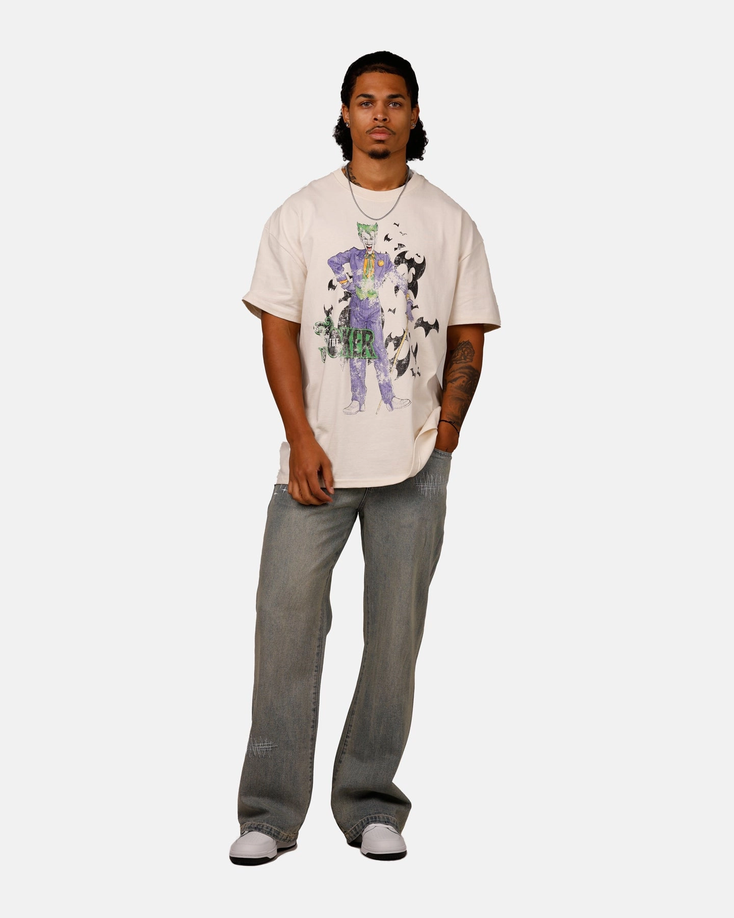 American Thrift X DC Batman The Joker Cane Heavyweight T-Shirt Off White Minimalist Apparel Timeless Piece