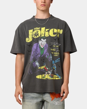 American Thrift X DC Batman The Joker Harley Hoax Heavy T-Shirt Black Wash Moisture Management men's clothing
