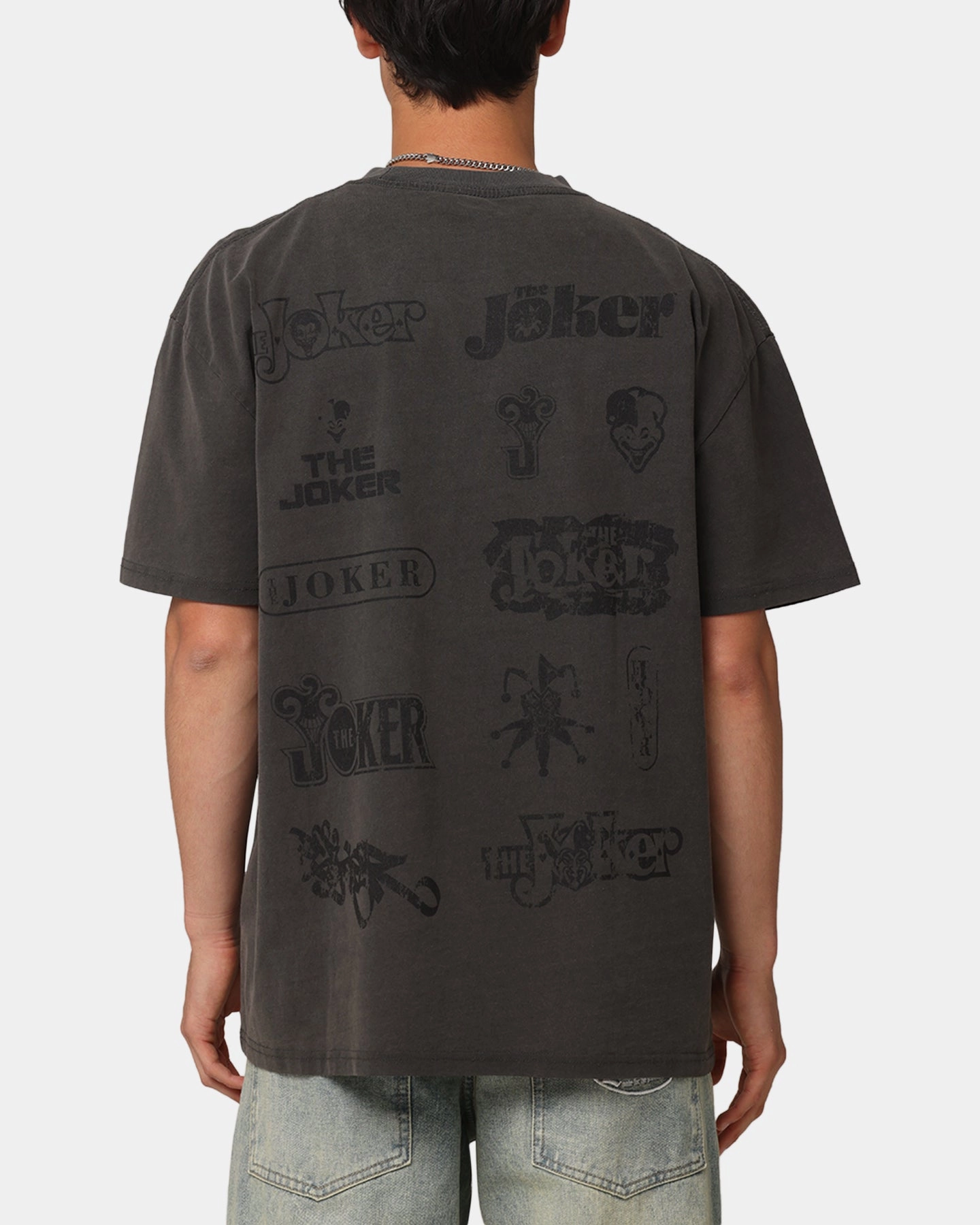 Cozy Layering NonRestrictiveCut American Thrift X DC Batman The Joker Joker Logos Heavyweight T-Shirt Black Wash