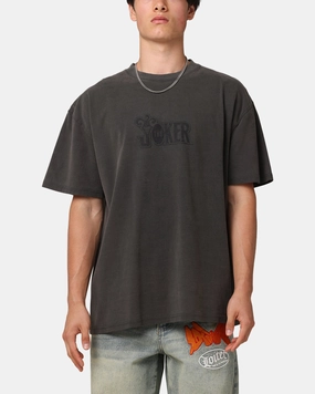American Thrift X DC Batman The Joker Joker Logos Heavyweight T-Shirt Black Wash Flexible Ribbed Cuffs