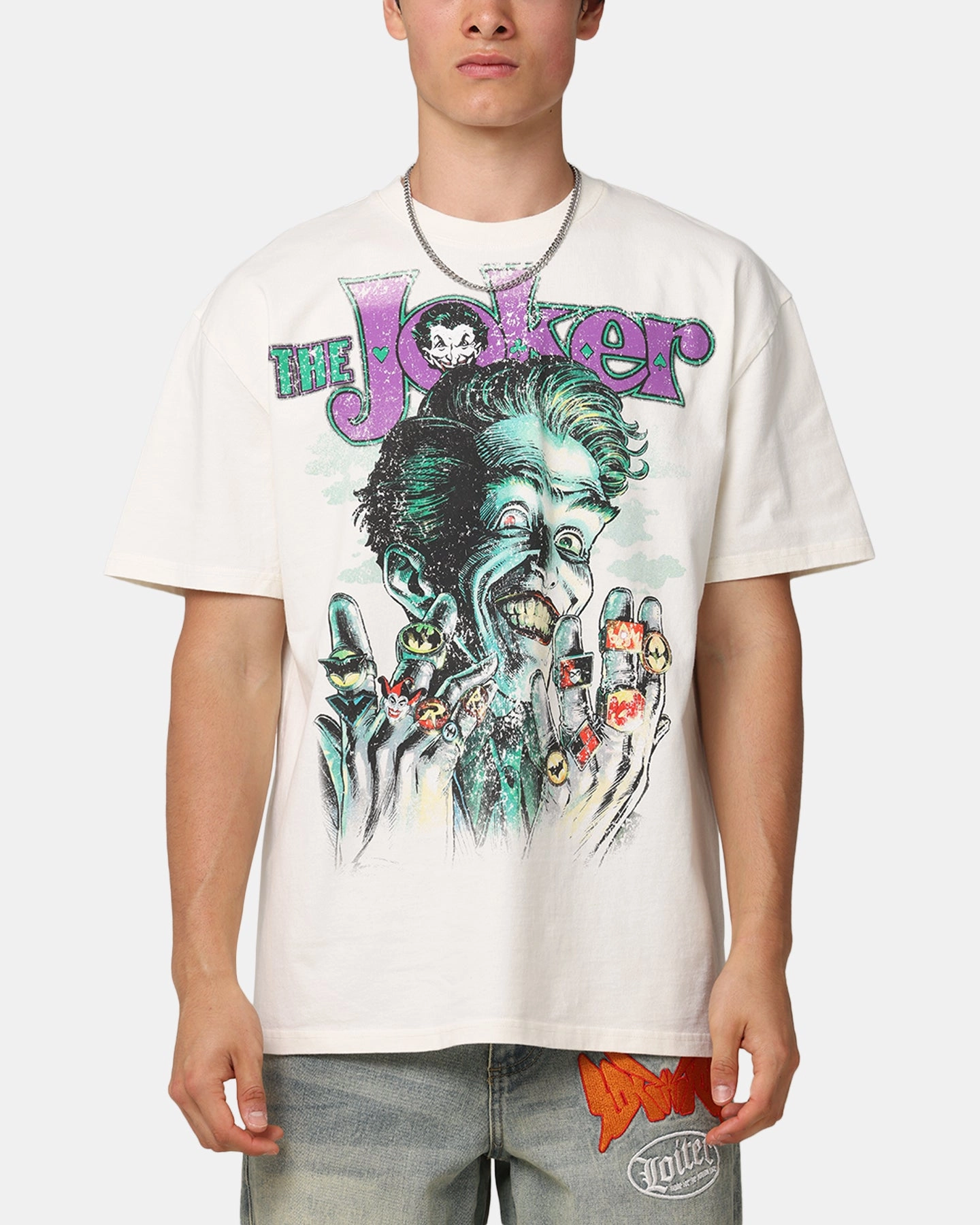 American Thrift X DC Batman The Joker Rings Heavyweight T-Shirt Off White Quality Fabric homecoming