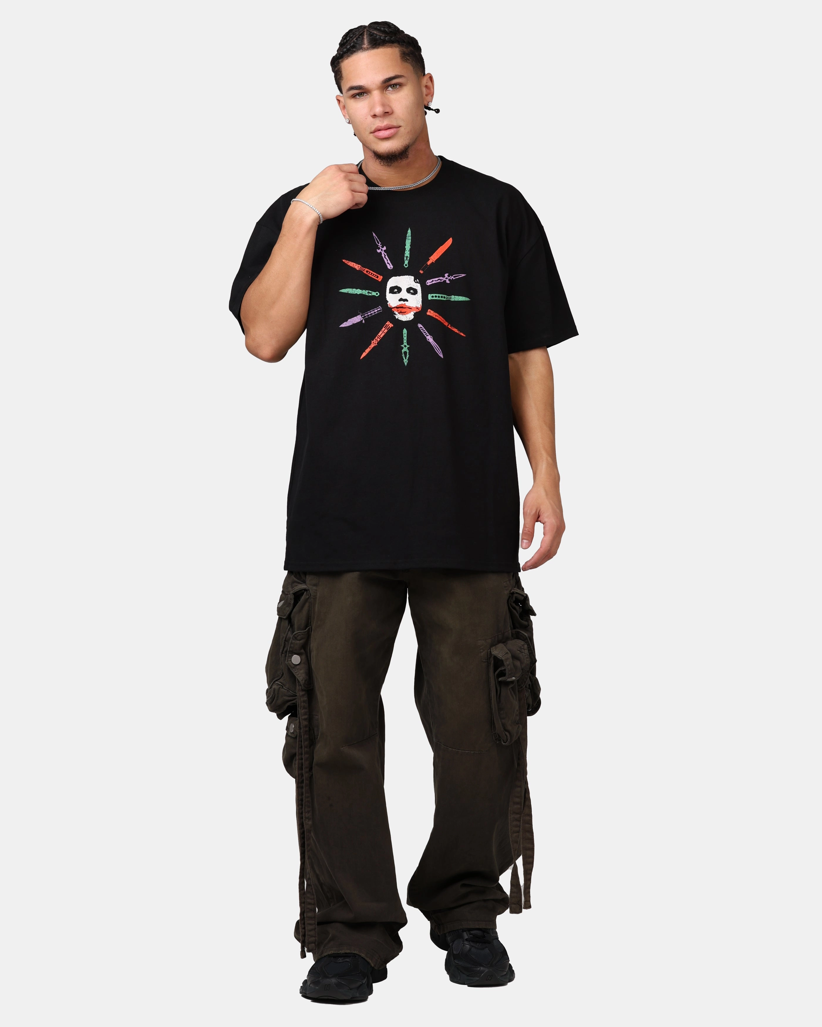 Polka Dot Pattern American Thrift X DC Batman The Joker Scars Heavyweight T-Shirt Black