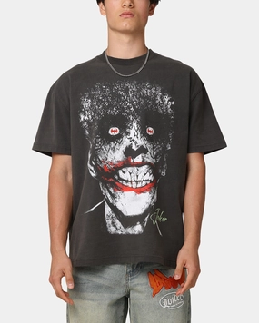 Soft Touch Texture Versatile Layer American Thrift X DC Batman The Joker Smile Heavyweight T-Shirt Black Wash