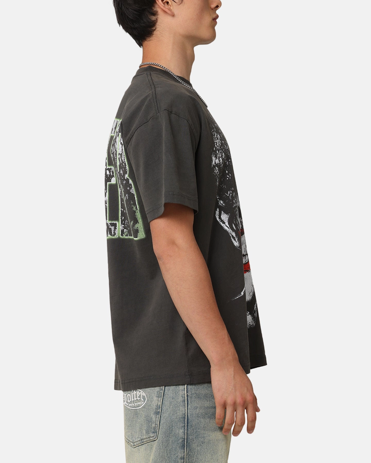 Cozy Comfort Look American Thrift X DC Batman The Joker Smile Heavyweight T-Shirt Black Wash