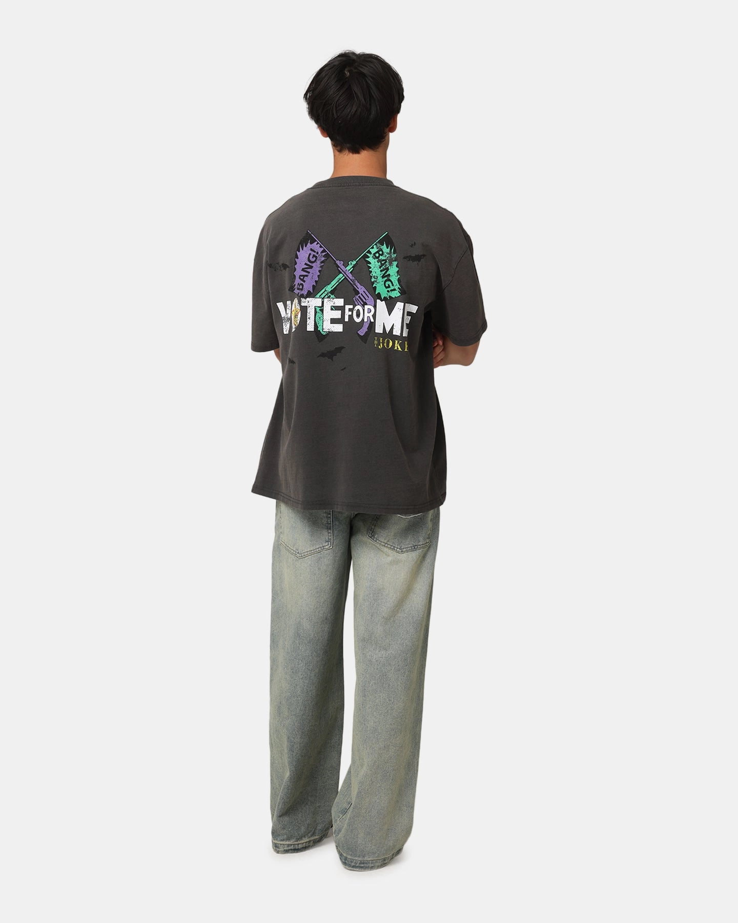 Weekend Fashion American Thrift X DC Batman The Joker Vote For Me Heavyweight T-Shirt Black Wash