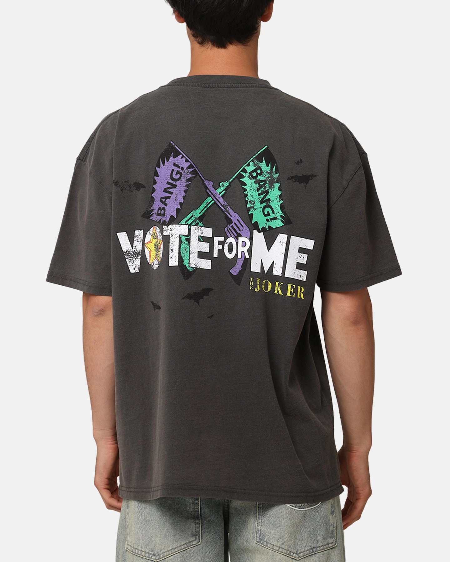 Chic Wear MoistureWicking Technology American Thrift X DC Batman The Joker Vote For Me Heavyweight T-Shirt Black Wash