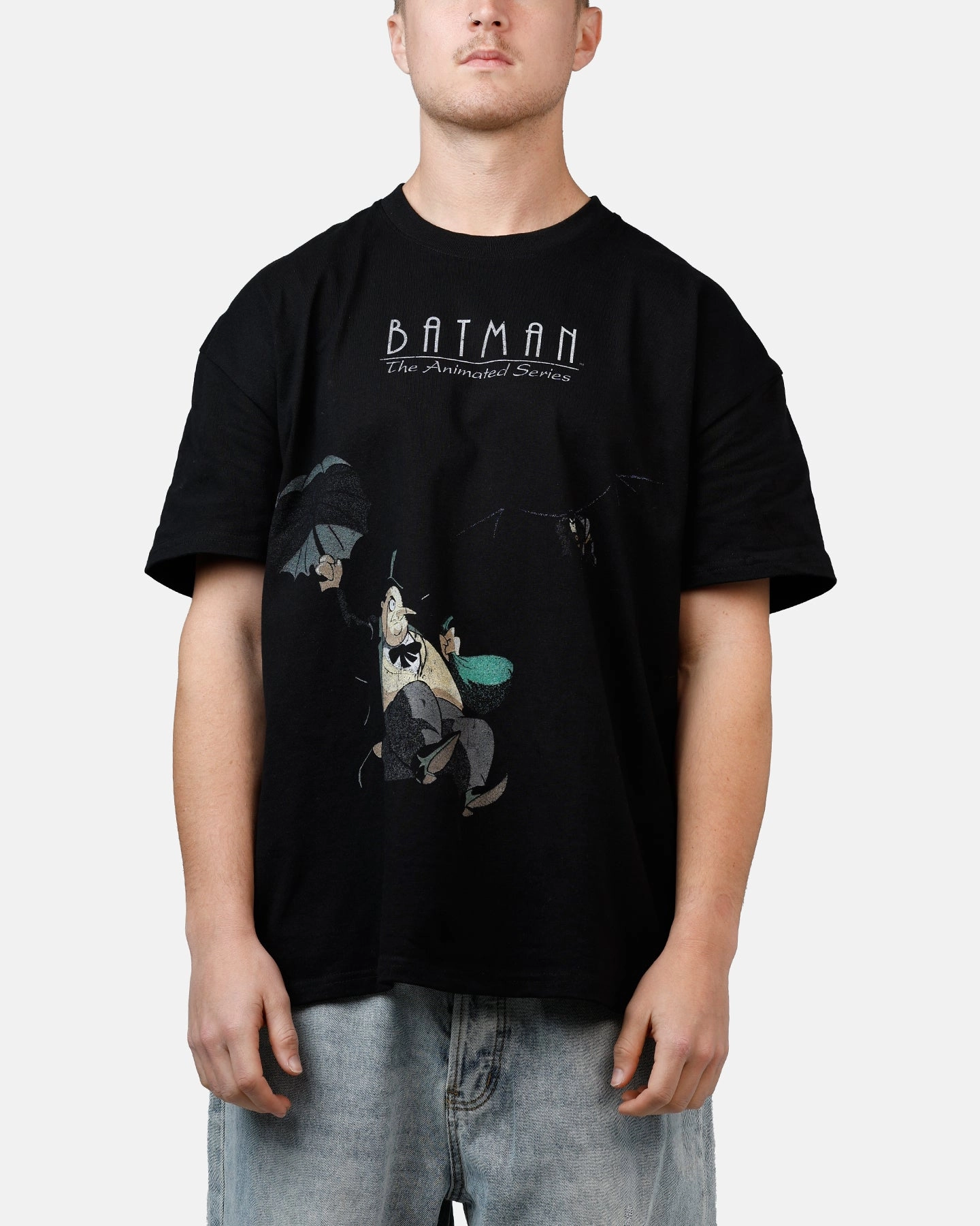 Rayon blend Breathable Yarn Composition American Thrift X DC The Penguin Heavyweight T-Shirt Black