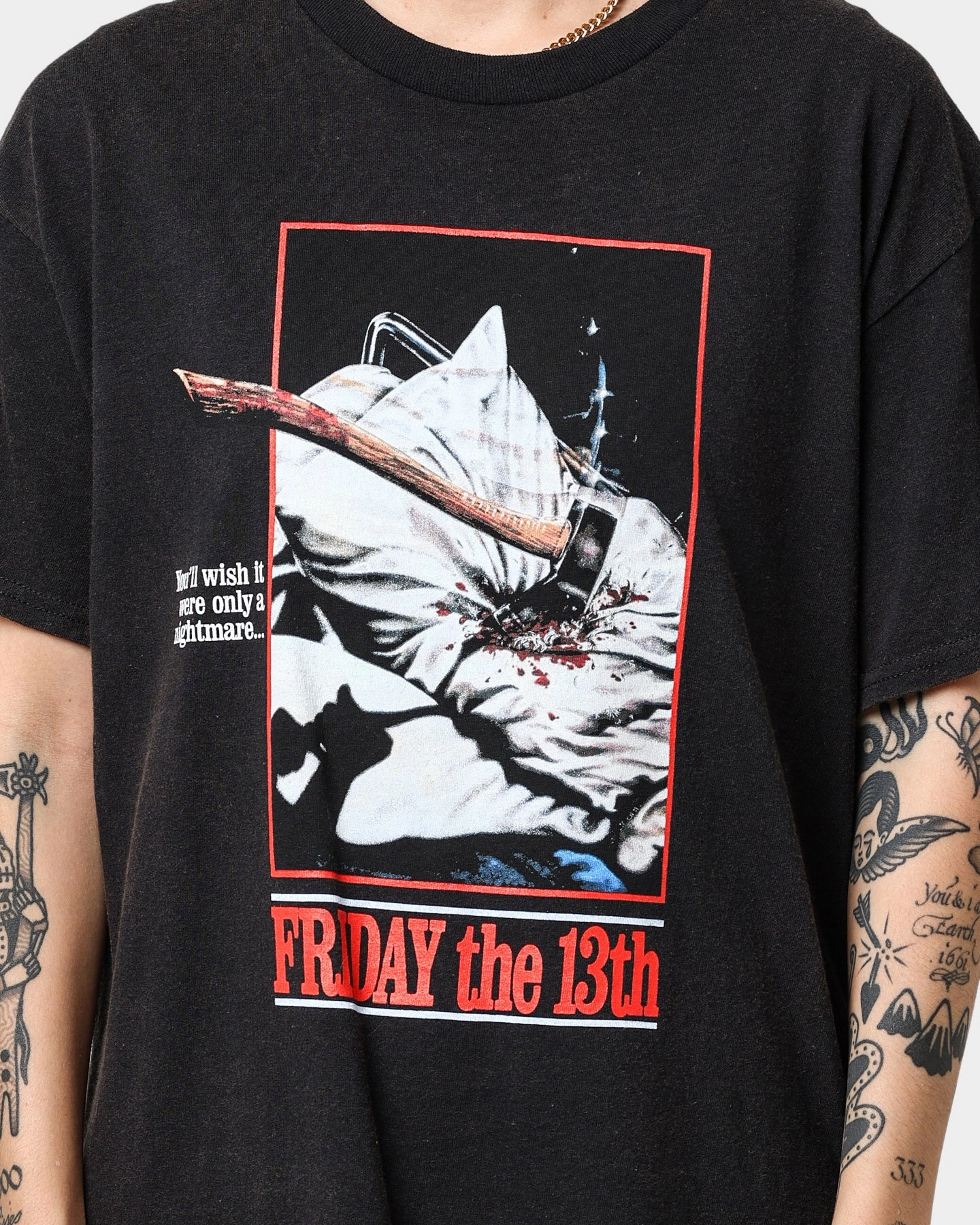 American Thrift X Friday the 13th Friday the 13th Vintage T-Shirt Vintage Black winter warmth Soft and Lightweight