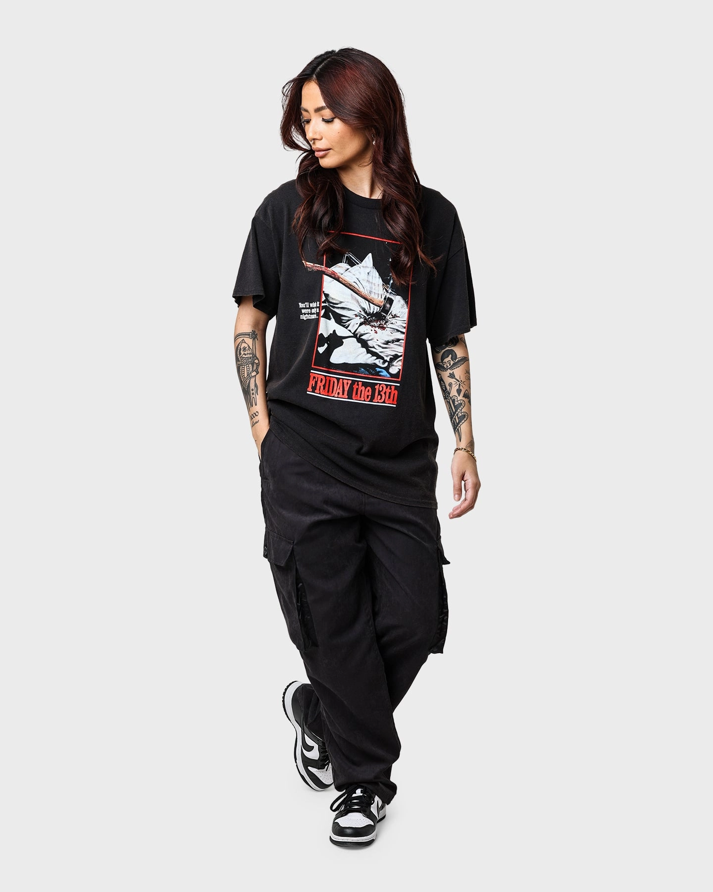 American Thrift X Friday the 13th Friday the 13th Vintage T-Shirt Vintage Black Microfiber Blend Wrinkle Free Fabric