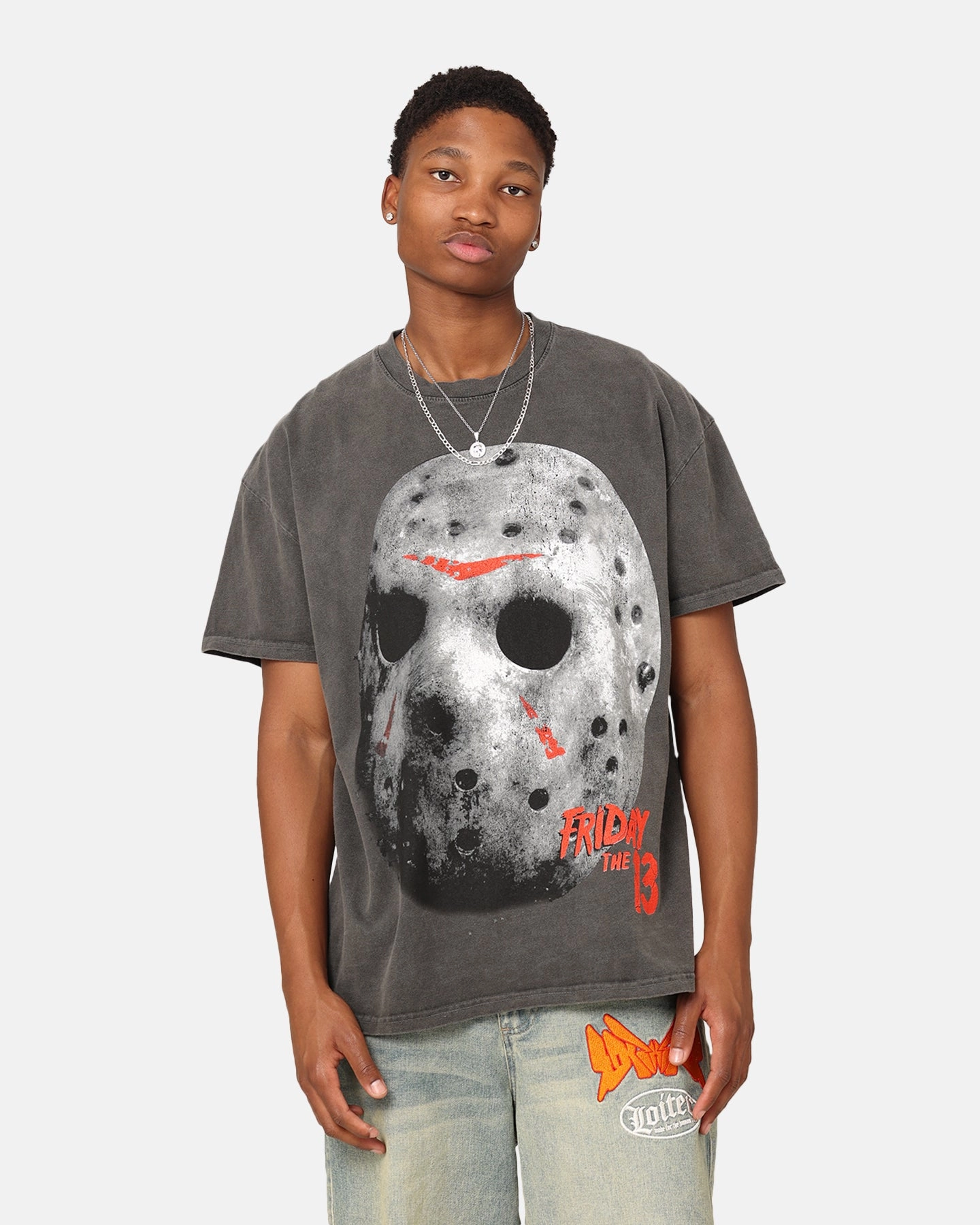 American Thrift X Friday The 13th Jason Mask Vintage T-Shirt Black Wash Anti Odor Technology