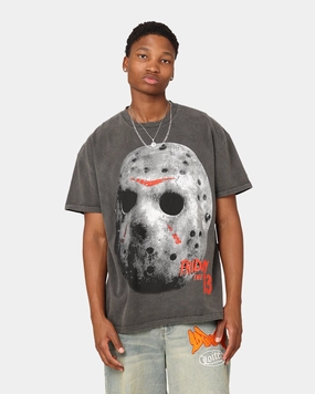 American Thrift X Friday The 13th Jason Mask Vintage T-Shirt Black Wash Anti Odor Technology