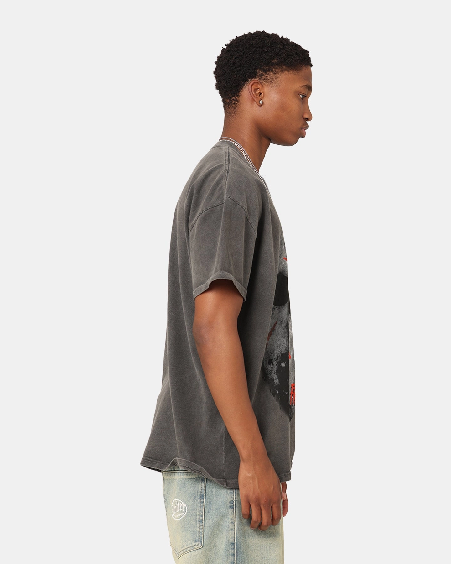 American Thrift X Friday The 13th Jason Mask Vintage T-Shirt Black Wash Breathable Wearable