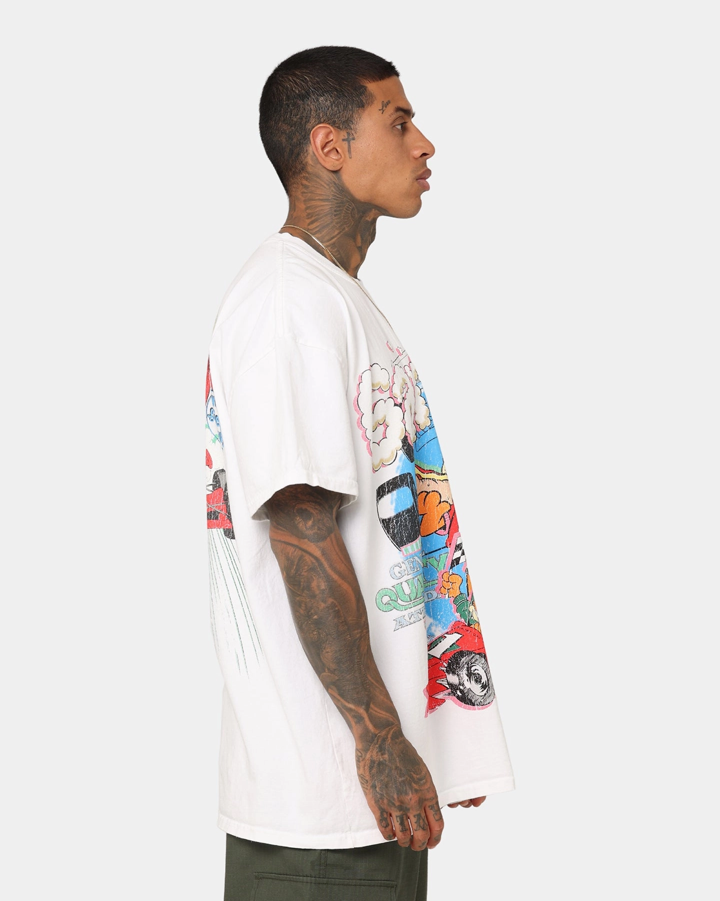American Thrift X Garfield Race Heavyweight T-Shirt White Durable Colorfast Finish Long Lasting Color