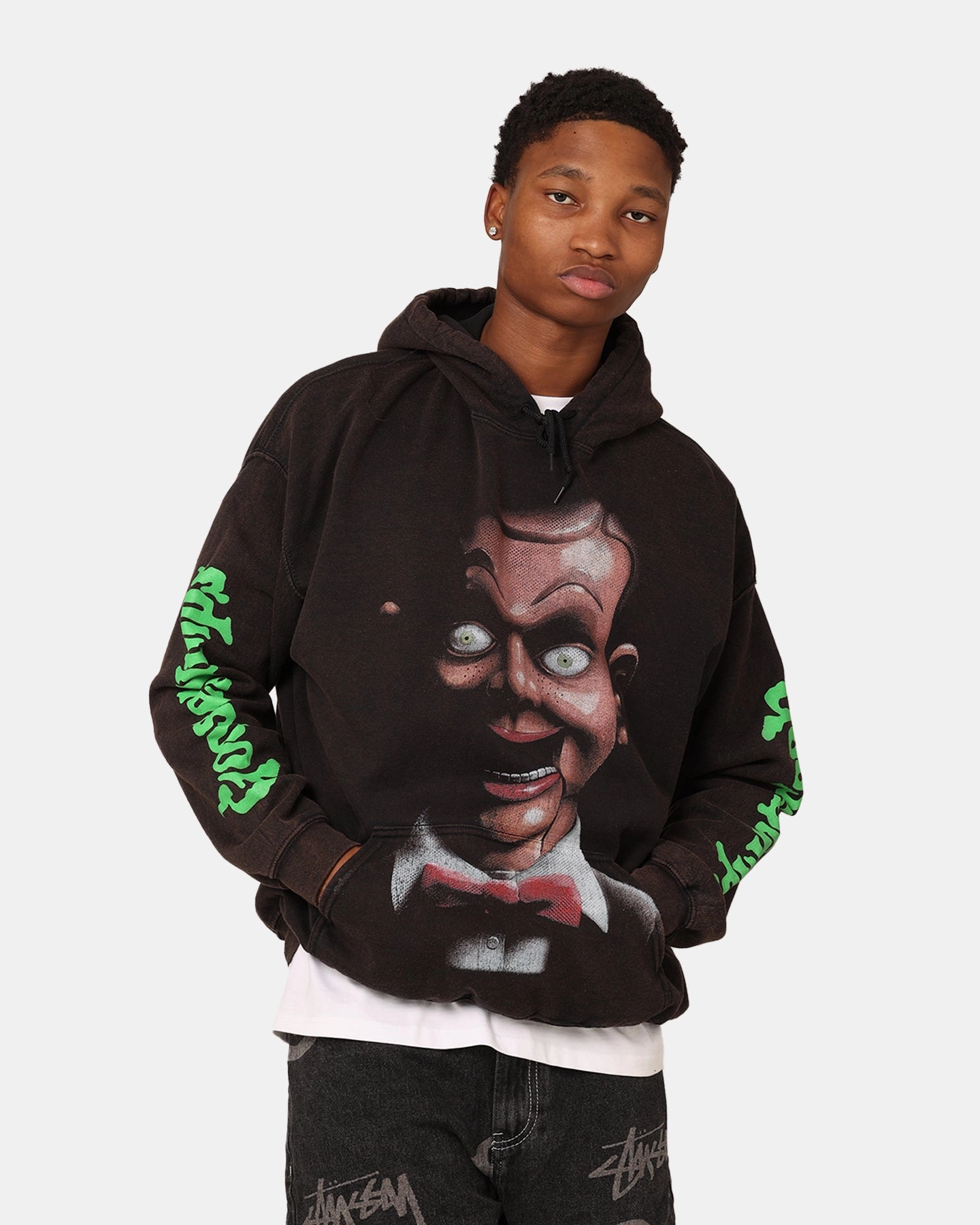Versatile Layering Prayer American Thrift X Goosebumps Living Dummy Hoodie Washed Charcoal