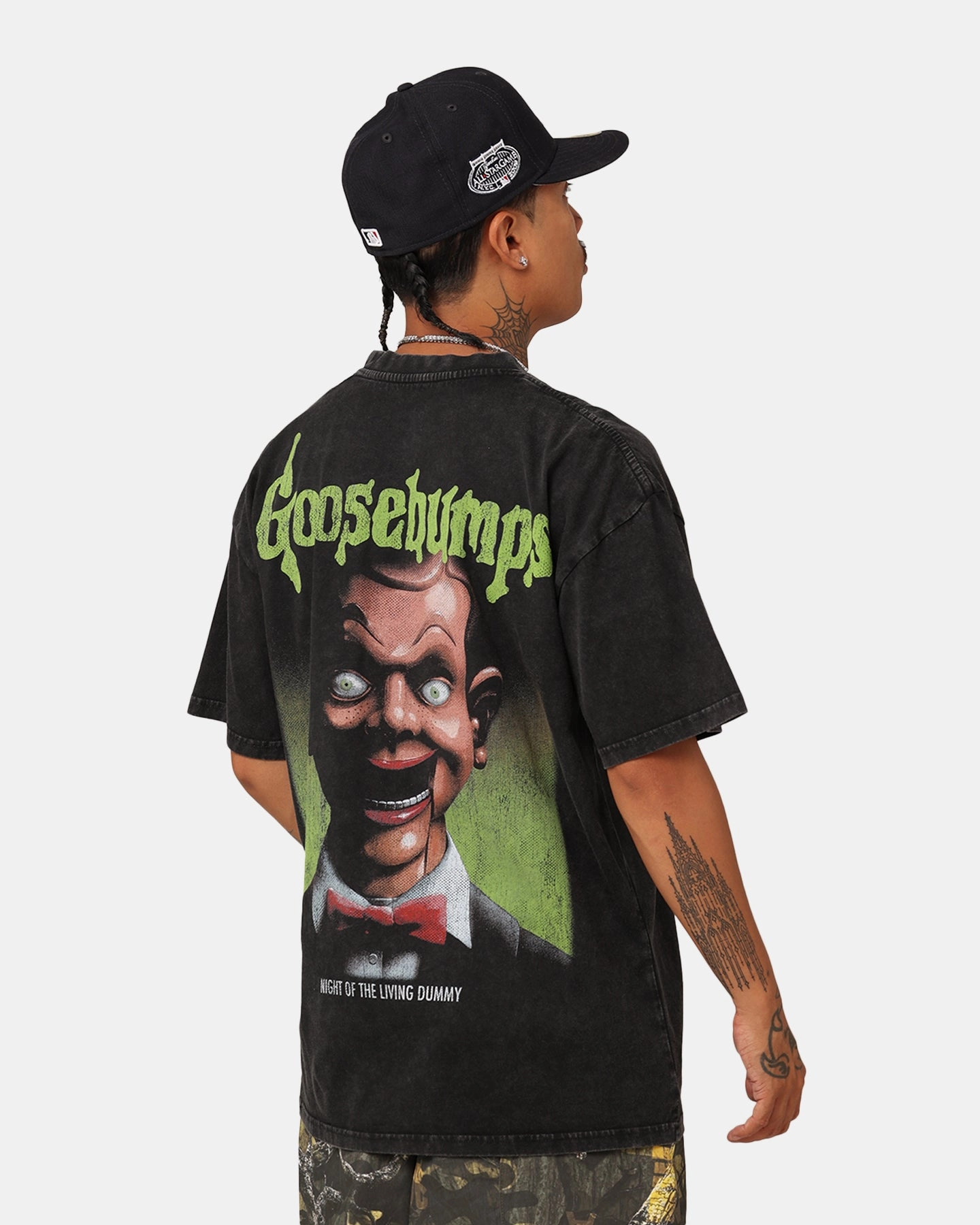 stain resistant coating American Thrift X Goosebumps Living Dummy Vintage T-Shirt Black Wash