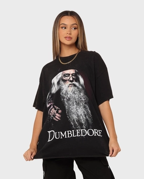 Chilly Comfort Wear American Thrift X Harry Potter Dumbledore Vintage T-Shirt Black Wash