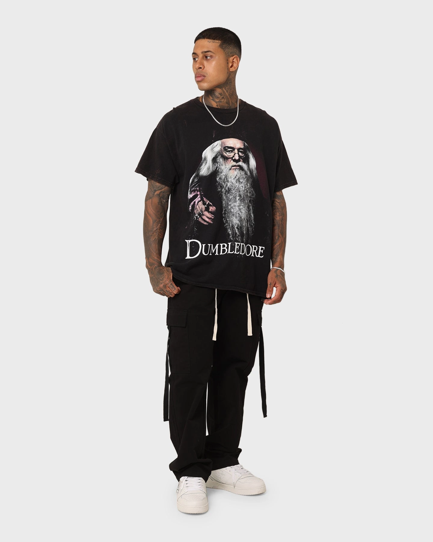 Tagless Neckline Smooth Neckline American Thrift X Harry Potter Dumbledore Vintage T-Shirt Black Wash