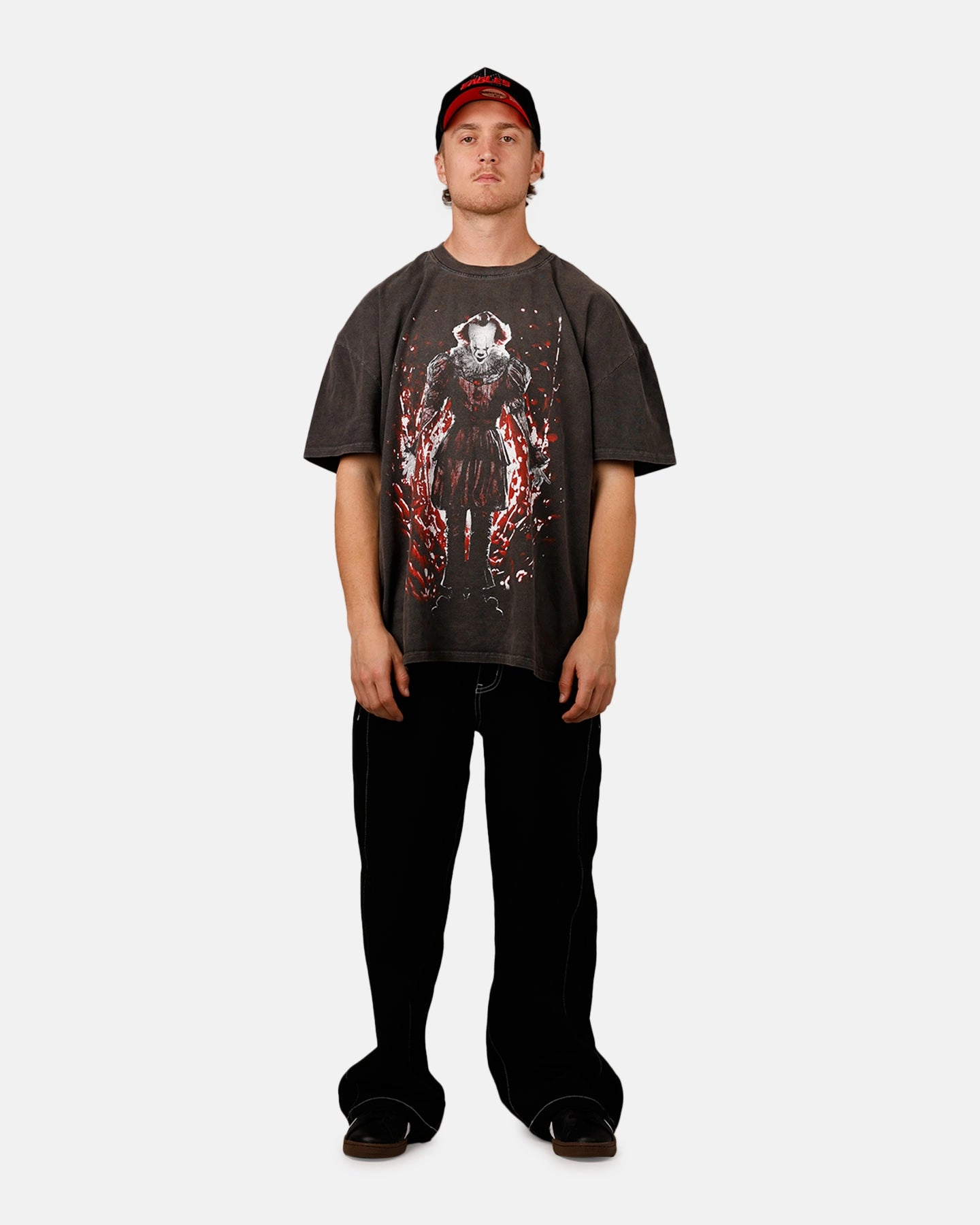 American Thrift X IT 'Horror Classics' The Dead Lights Heavyweight T-Shirt Black Wash Classic Trend Look Chilly Wear