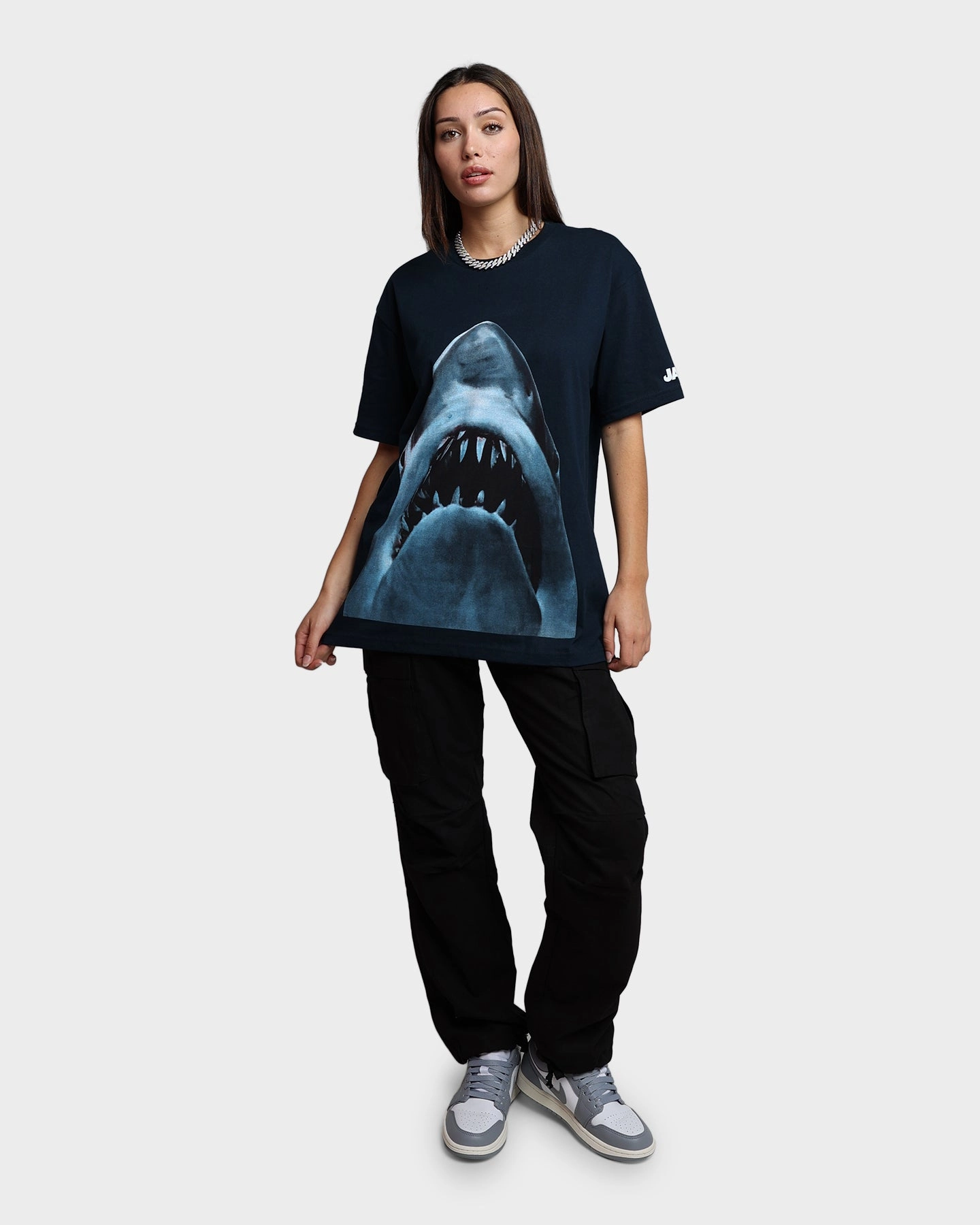 discount offer American Thrift X Jaws Jaws Vintage T-Shirt Navy