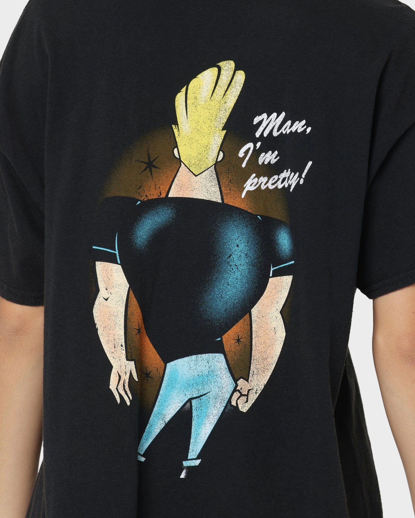Trendy Apparel American Thrift X Johnny Bravo Man, I'm Pretty Vintage T-Shirt Black Wash