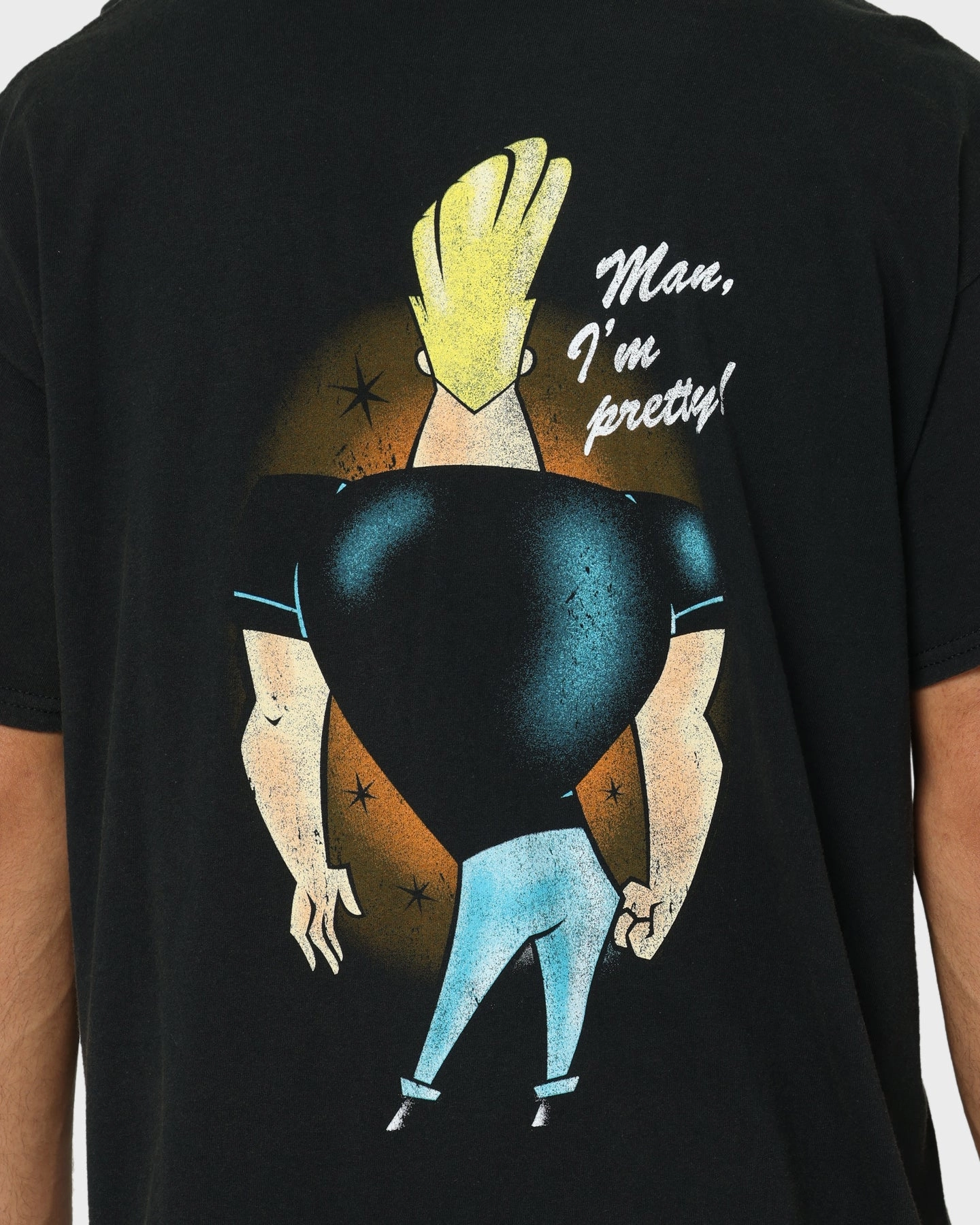 Thermoregulating Fabric Modern Simplicity American Thrift X Johnny Bravo Man, I'm Pretty Vintage T-Shirt Black Wash