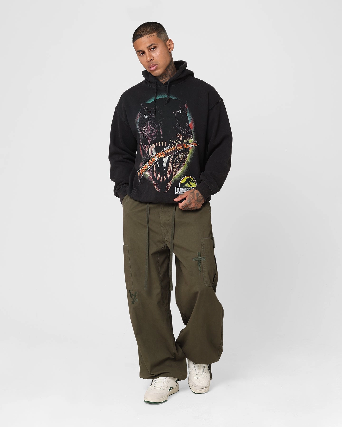 OversizedFit American Thrift X Jurassic Park 30th Anniversary Hoodie Black Wash