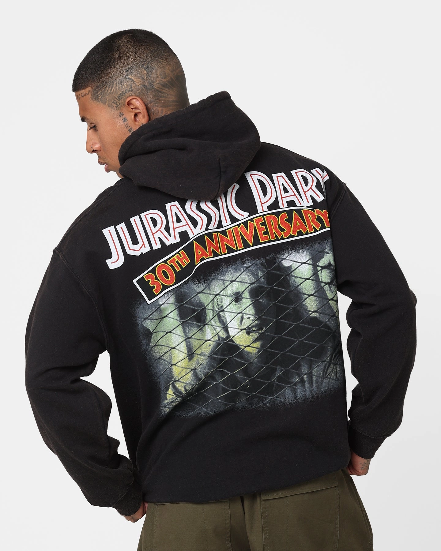 American Thrift X Jurassic Park 30th Anniversary Hoodie Black Wash Easter Luggage