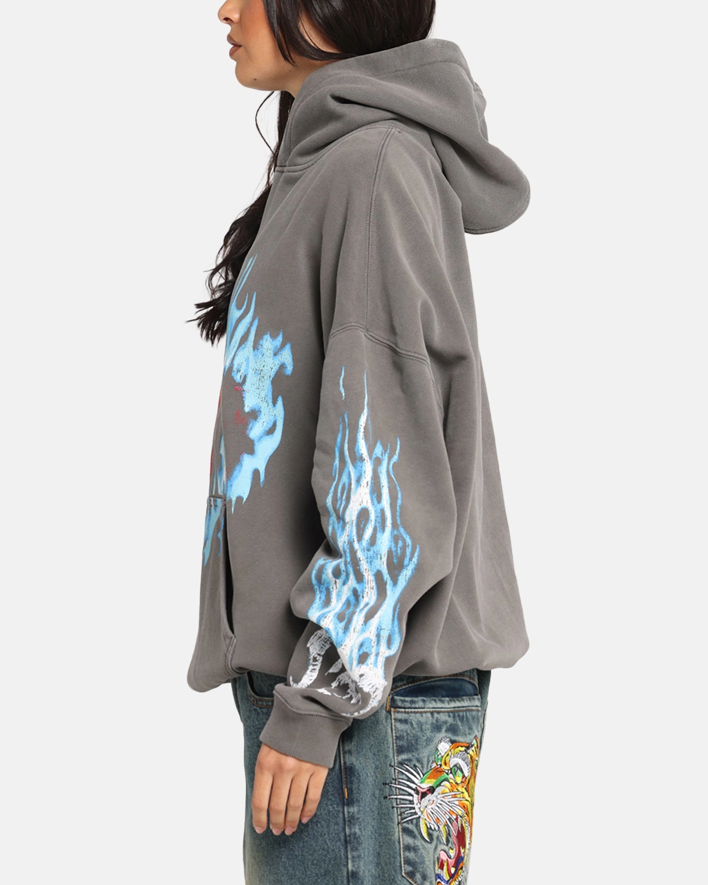 Stretchy American Thrift X Lord Of The Rings Balrog Premium Hoodie Washed Charcoal