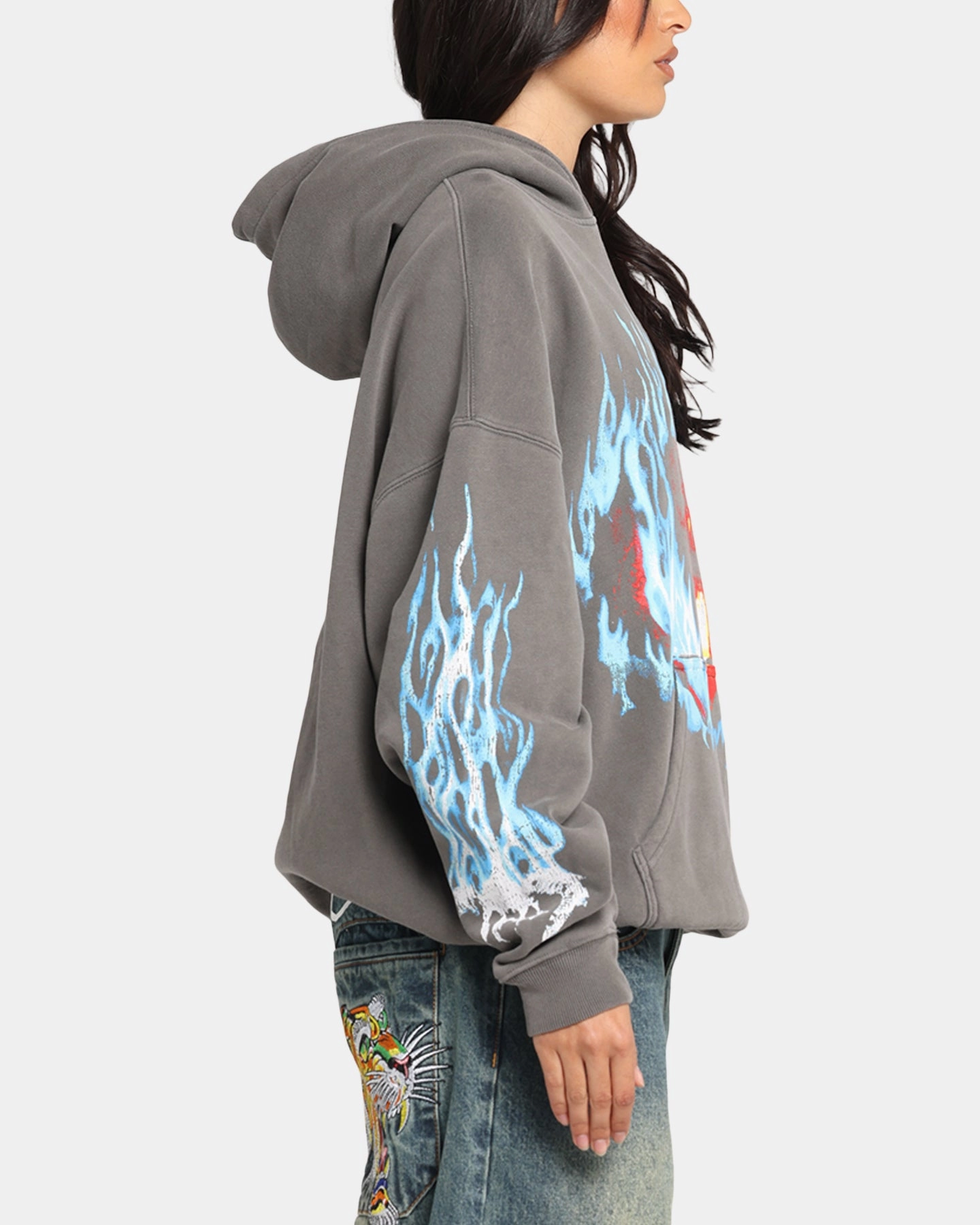 Gel suitable for mountain hikes American Thrift X Lord Of The Rings Balrog Premium Hoodie Washed Charcoal