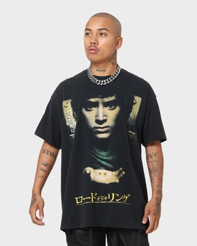 American Thrift X Lord Of The Rings Fellowship T-Shirt Washed Black Non Restrictive Fit Bold Style
