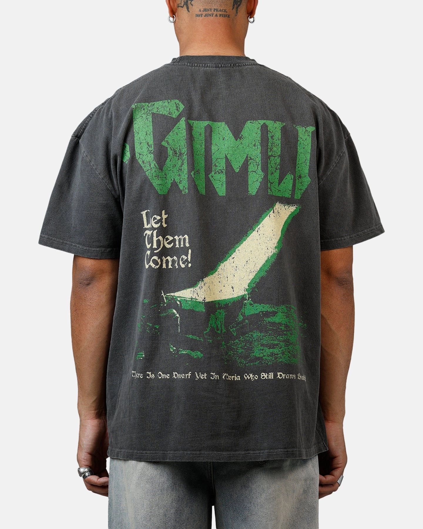 Relaxed Fit Outdoor Smart American Thrift X Lord Of The Rings Gimli Toss Heavyweight T-Shirt Black Wash