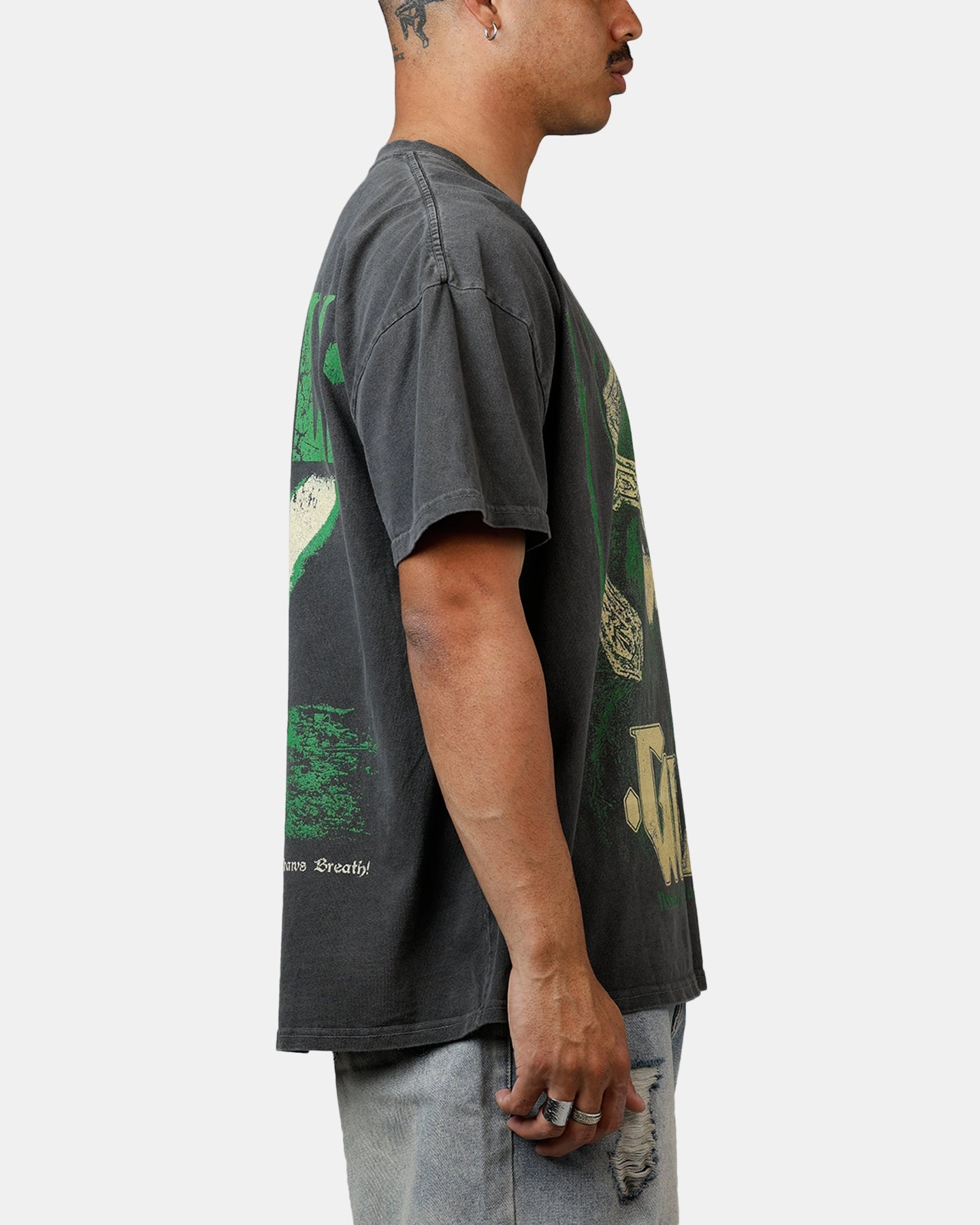 American Thrift X Lord Of The Rings Gimli Toss Heavyweight T-Shirt Black Wash Chic Fit Easy Wear Look