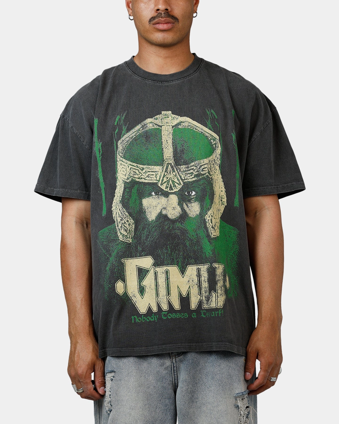 American Thrift X Lord Of The Rings Gimli Toss Heavyweight T-Shirt Black Wash High Quality