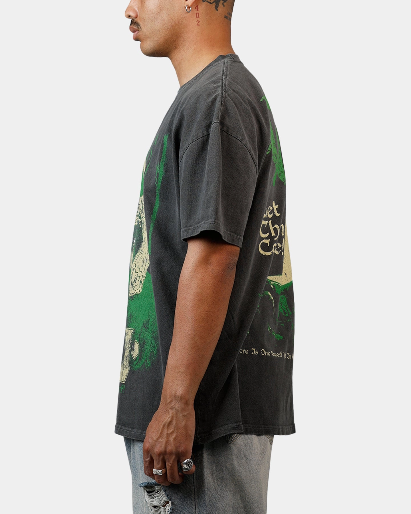 Comfort and style Striped Pattern American Thrift X Lord Of The Rings Gimli Toss Heavyweight T-Shirt Black Wash