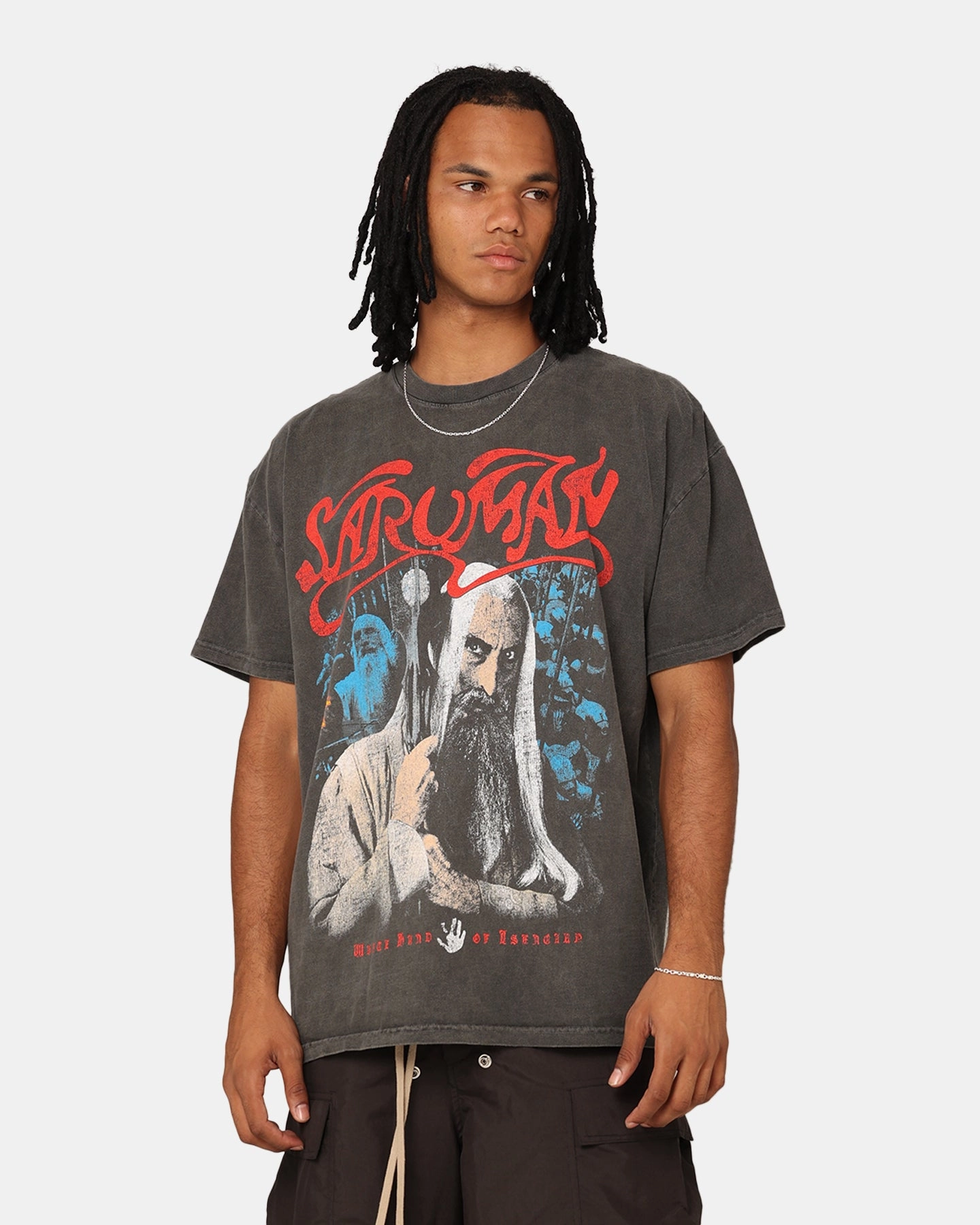 Soft And Comfortable Comfy Layer Wear American Thrift X Lord Of The Rings Saruman Heavyweight T-Shirt Black Wash