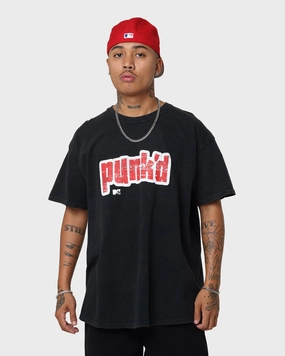 American Thrift X MTV Punk'd Vintage T-Shirt Black Wash Comfortable Layering Tight fit sexiness