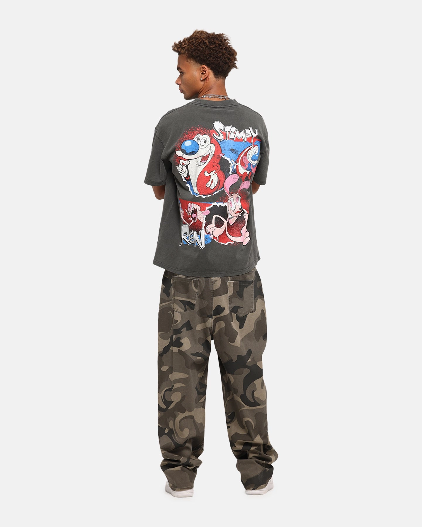 American Thrift X Nickelodeon Ren And Stimpy Heavy T-Shirt Black Wash Minimalist Look