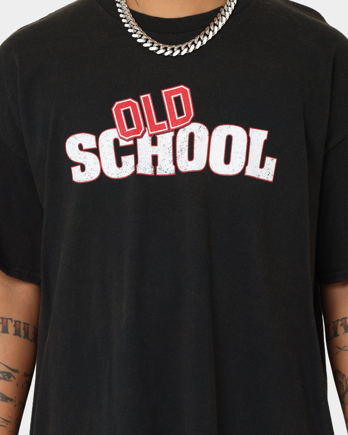 American Thrift X Old School Old School Vintage T-Shirt Black Wash FadeResistantPrint