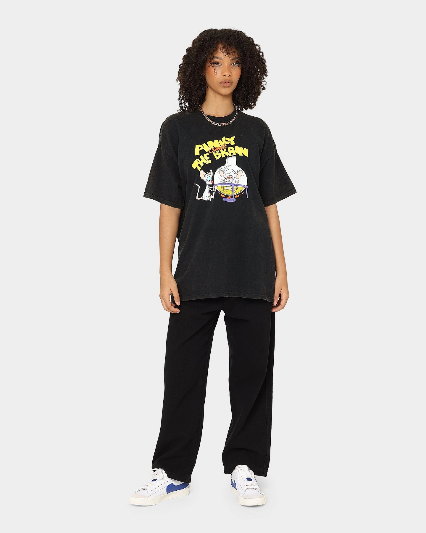 American Thrift X Pinky And The Brain Pinky And The Brain Vintage T-Shirt Black Wash Essential Fit Wrinkle Resistant Material