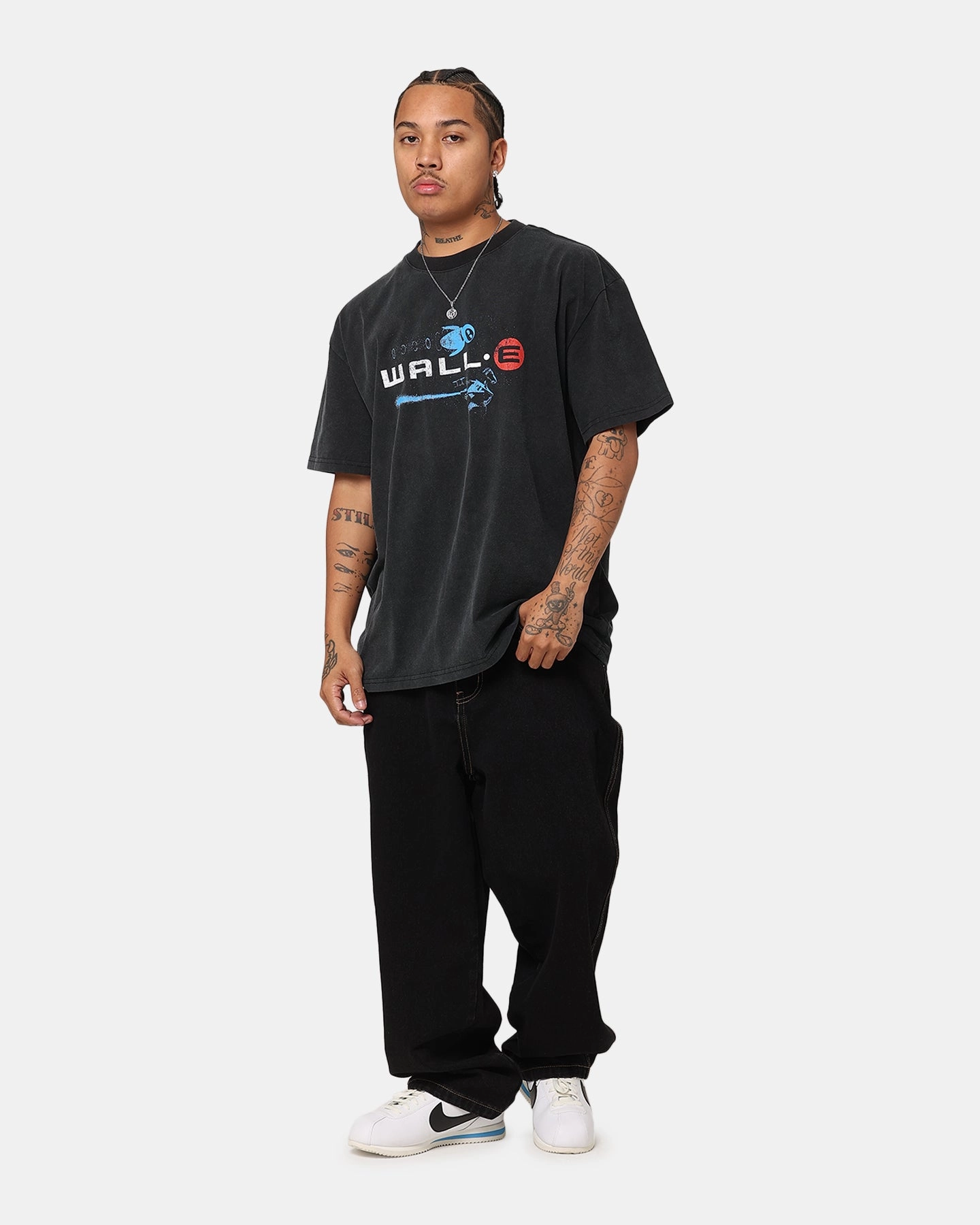 American Thrift X Pixar Wall.E Heavy T-Shirt Vintage Black Printed design Yarn Dyed Fabric