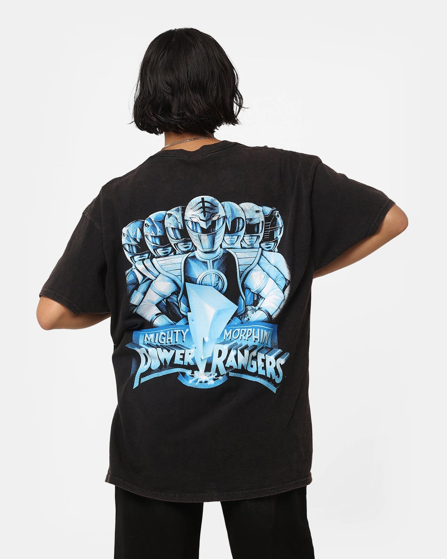 American Thrift X Power Rangers Mighty Morphin Vintage T-Shirt Black Wash Evergreen Comfortable Layer