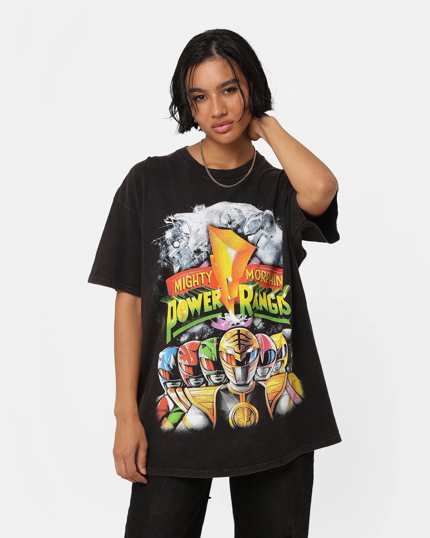Cozy Wardrobe American Thrift X Power Rangers Mighty Morphin Vintage T-Shirt Black Wash