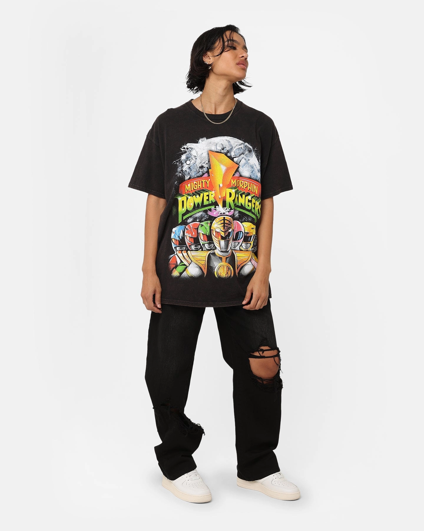 Travel Comfort Sleep American Thrift X Power Rangers Mighty Morphin Vintage T-Shirt Black Wash