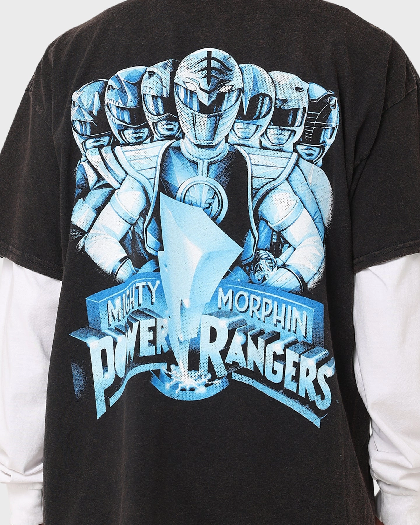 American Thrift X Power Rangers Mighty Morphin Vintage T-Shirt Black Wash Cozy Touch DurableStitching